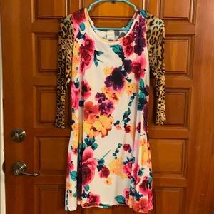 Leopard and floral print dress